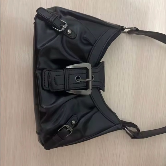 Black Buckle-Accent Shoulder Bag - Picture 2 of 3